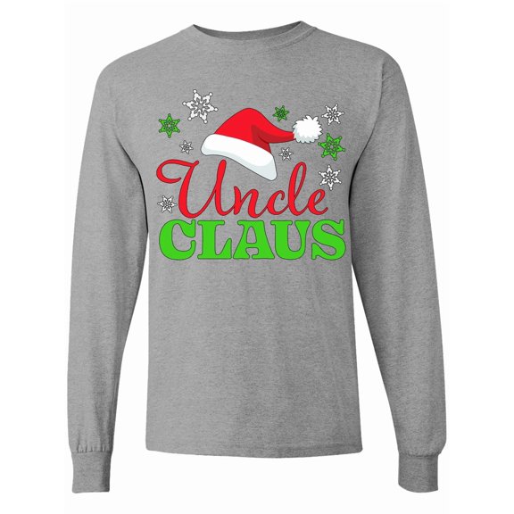 Inktastic Uncle Claus with Christmas Santa Hat and Snowflakes Long Sleeve T-Shirt