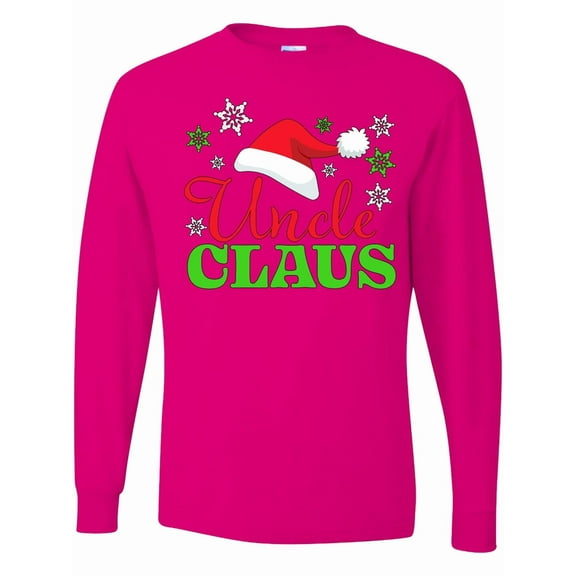 Inktastic Uncle Claus with Christmas Santa Hat and Snowflakes Long Sleeve T-Shirt