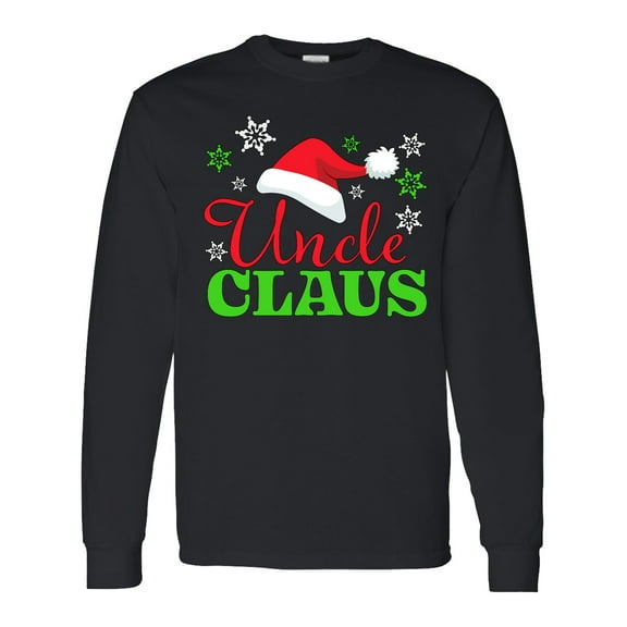 Inktastic Uncle Claus with Christmas Santa Hat and Snowflakes Long Sleeve T-Shirt