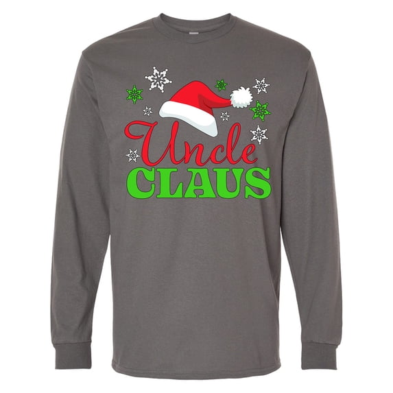 Inktastic Uncle Claus with Christmas Santa Hat and Snowflakes Long Sleeve T-Shirt