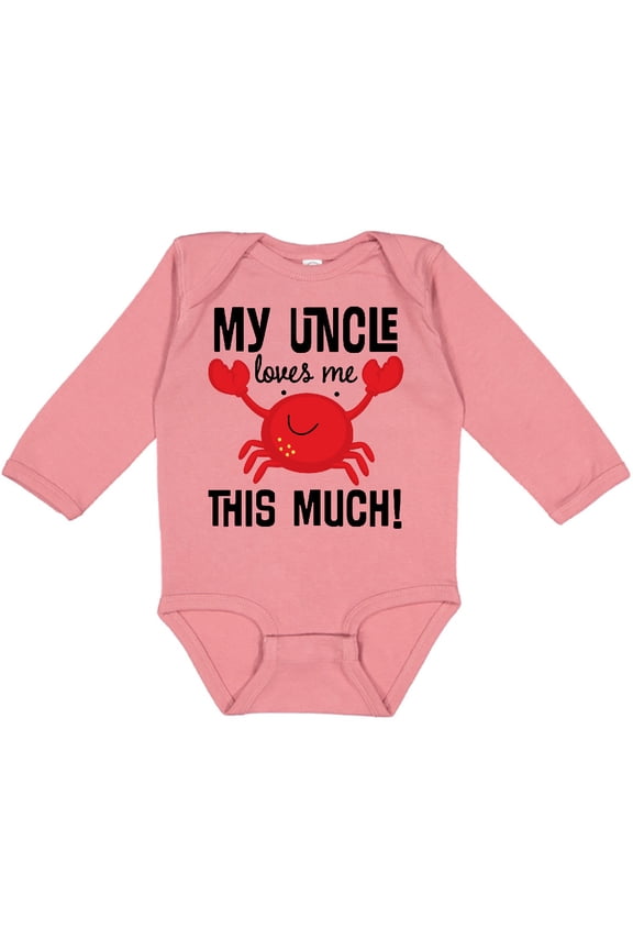 Uncle Loves Me Childs Crab Boys or Girls Long Sleeve Baby Bodysuit
