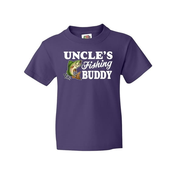 Inktastic Uncle's Fishing Buddy with White Text Youth T-Shirt