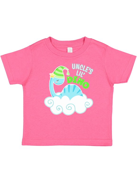 Uncle's Lil' Dino with Cute Blue Baby Dinosaur Boys or Girls Baby T-Shirt