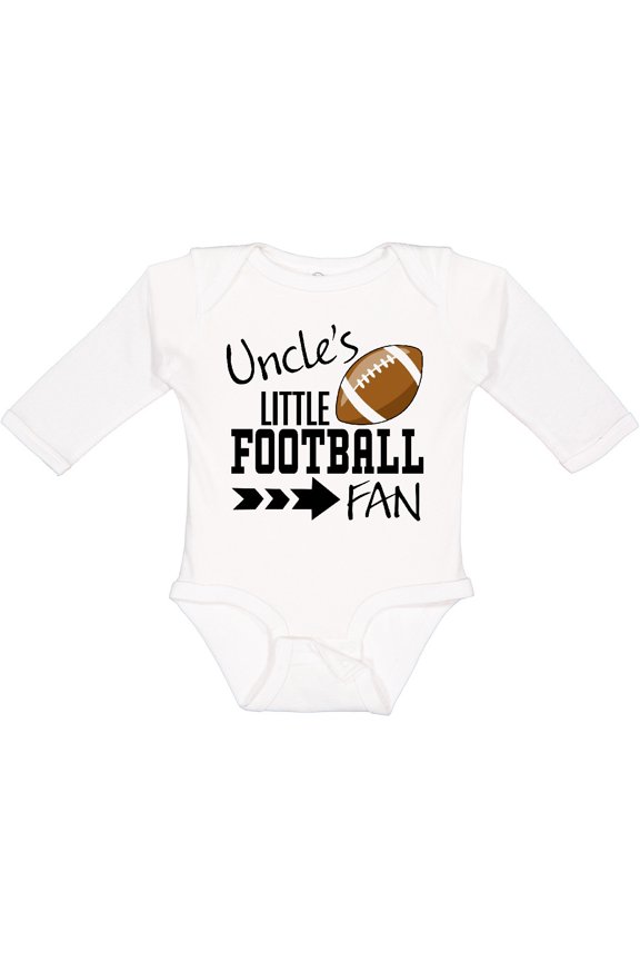 Uncle's Little Football Fan Boys or Girls Long Sleeve Baby Bodysuit