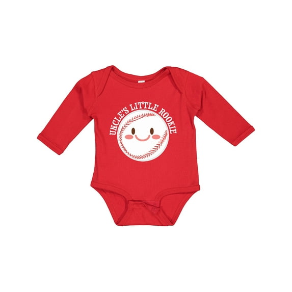 Inktastic Uncle's Little Rookie- baseball Boys or Girls Long Sleeve Baby Bodysuit