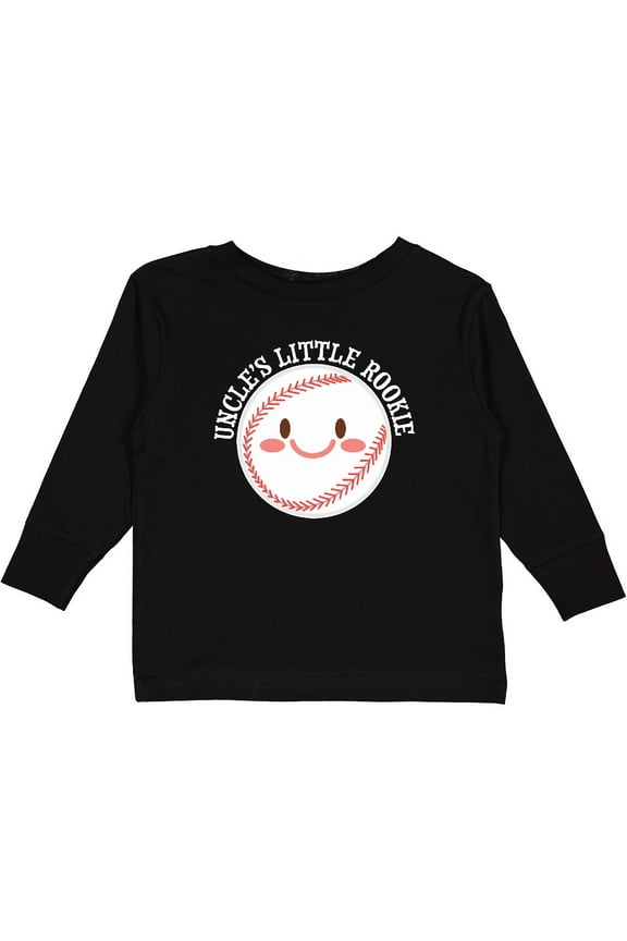 Uncle's Little Rookie- baseball Boys or Girls Long Sleeve Toddler T-Shirt