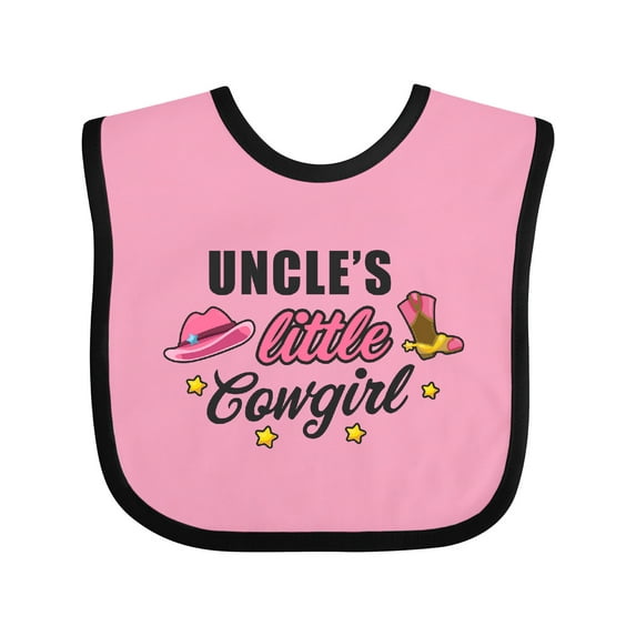 Inktastic Uncles Little Cowgirl with Cowgirl Hat and Boots Girls Baby Bib
