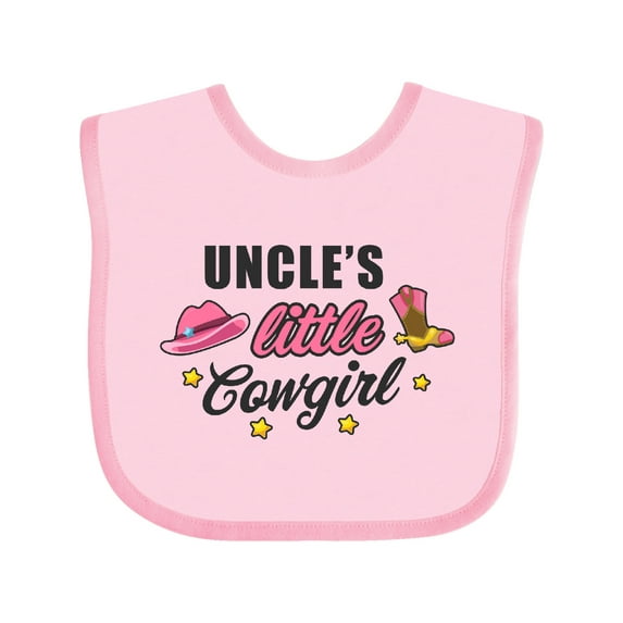 Inktastic Uncles Little Cowgirl with Cowgirl Hat and Boots Girls Baby Bib