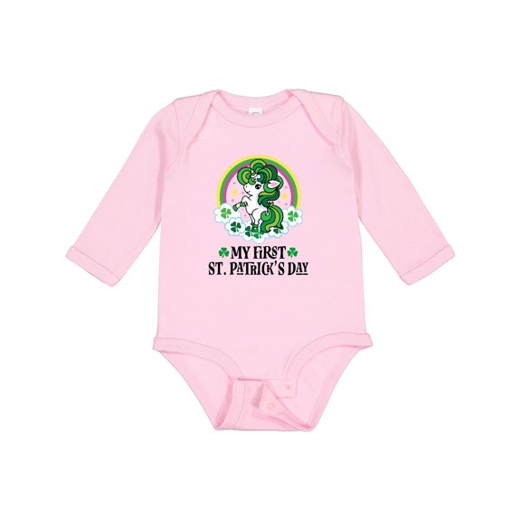 Inktastic Unicorn 1st St Patricks Day Irish Girls Long Sleeve Baby Bodysuit