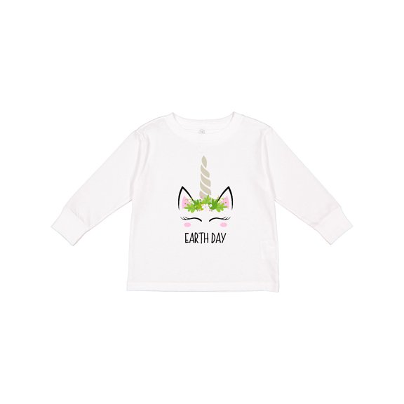 Inktastic Unicorn Earth Day Girls Long Sleeve Toddler T-Shirt