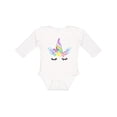 thumbnail image 1 of Inktastic Unicorn Face Girls Long Sleeve Baby Bodysuit, 1 of 5