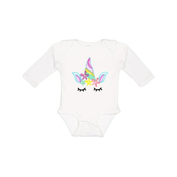 Inktastic Unicorn Face Girls Long Sleeve Baby Bodysuit