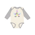 thumbnail image 1 of Inktastic Unicorn Face Girls Long Sleeve Baby Bodysuit, 1 of 5