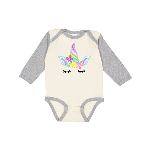 Inktastic Unicorn Face Girls Long Sleeve Baby Bodysuit
