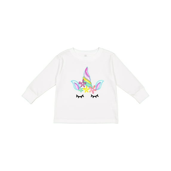 Inktastic Unicorn Face Girls Long Sleeve Toddler T-Shirt
