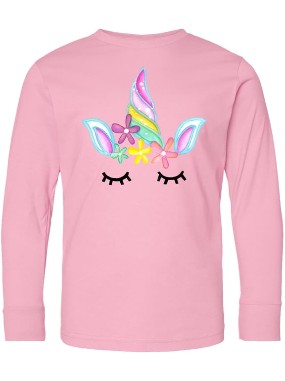 Unicorn Face Long Sleeve Youth T-Shirt