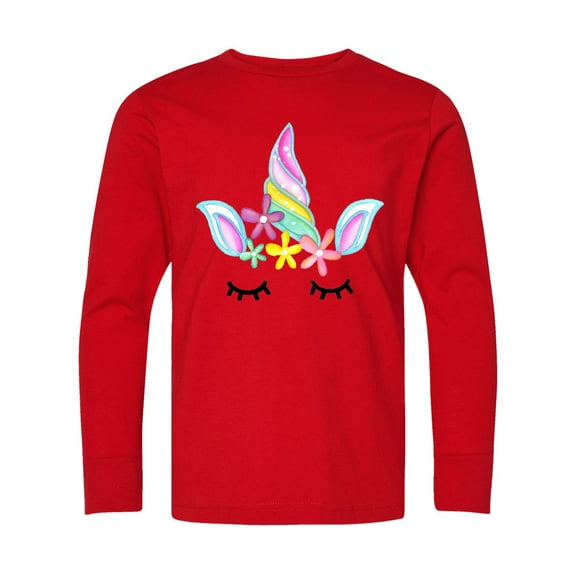 Inktastic Unicorn Face Long Sleeve Youth T-Shirt