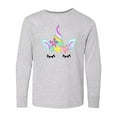 thumbnail image 1 of Inktastic Unicorn Face Long Sleeve Youth T-Shirt, 1 of 5
