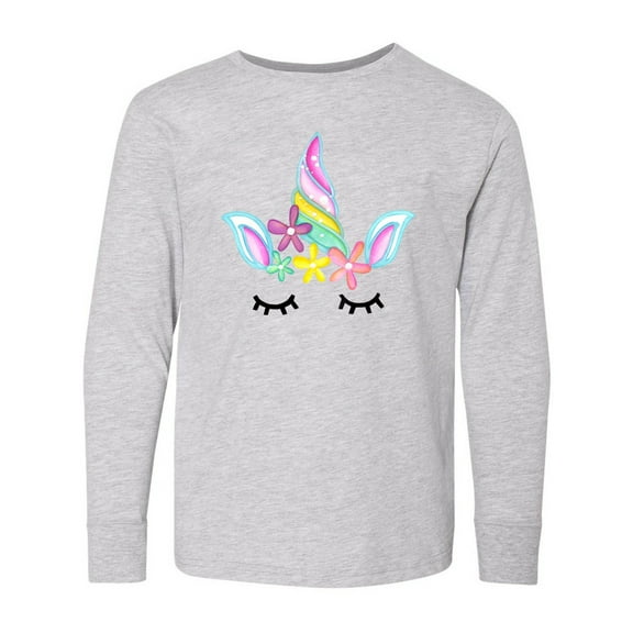 Inktastic Unicorn Face Long Sleeve Youth T-Shirt