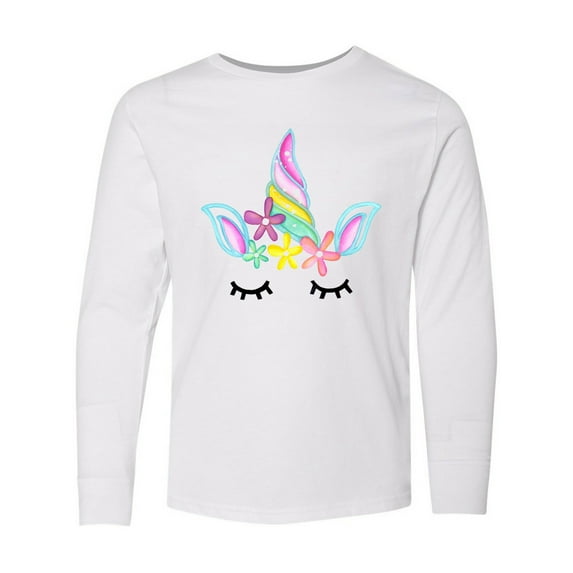 Inktastic Unicorn Face Long Sleeve Youth T-Shirt