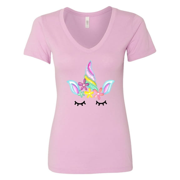 Inktastic Unicorn Face Women's V-Neck T-Shirt