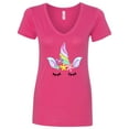thumbnail image 1 of Inktastic Unicorn Face Women's V-Neck T-Shirt, 1 of 5