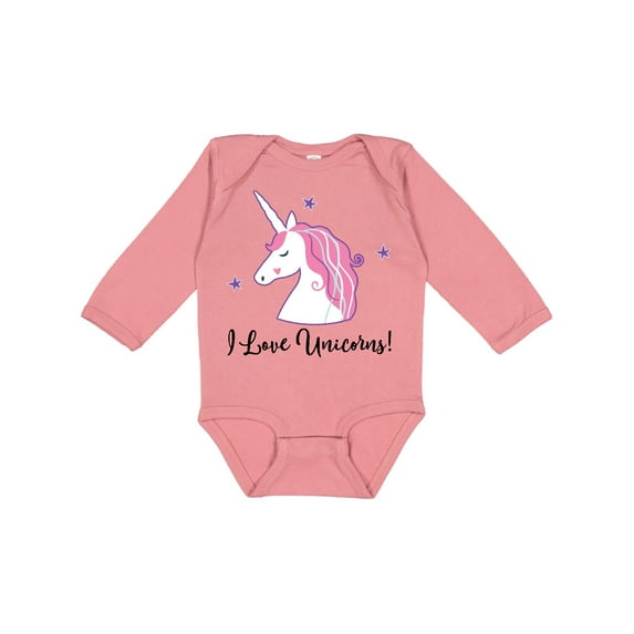 Inktastic Unicorn Girls Cute Fantasy Gift Girls Long Sleeve Baby Bodysuit