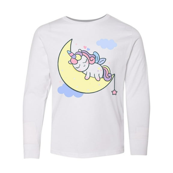 Inktastic Unicorn Moon Long Sleeve Youth T-Shirt