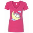 thumbnail image 1 of Inktastic Unicorn Moon Women's V-Neck T-Shirt, 1 of 5