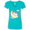 thumbnail image 1 of Inktastic Unicorn Moon Women's V-Neck T-Shirt, 1 of 5