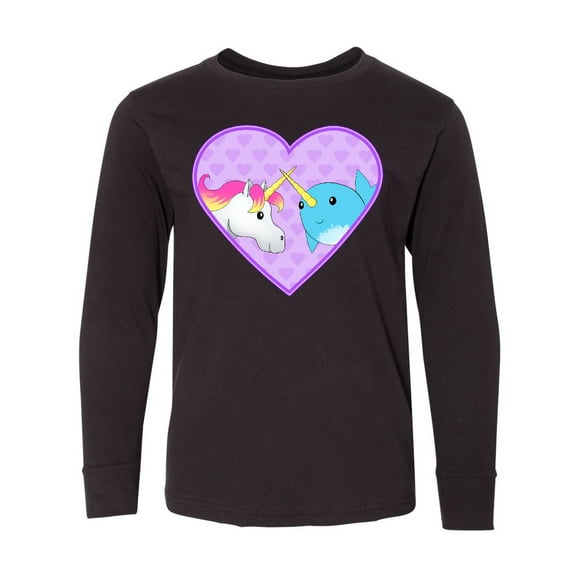 Inktastic Unicorn and Narwhal Cute Couple Long Sleeve Youth T-Shirt