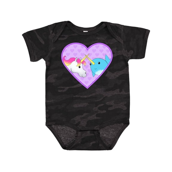 Inktastic Unicorn and narwhal cute couple Boys or Girls Baby Bodysuit