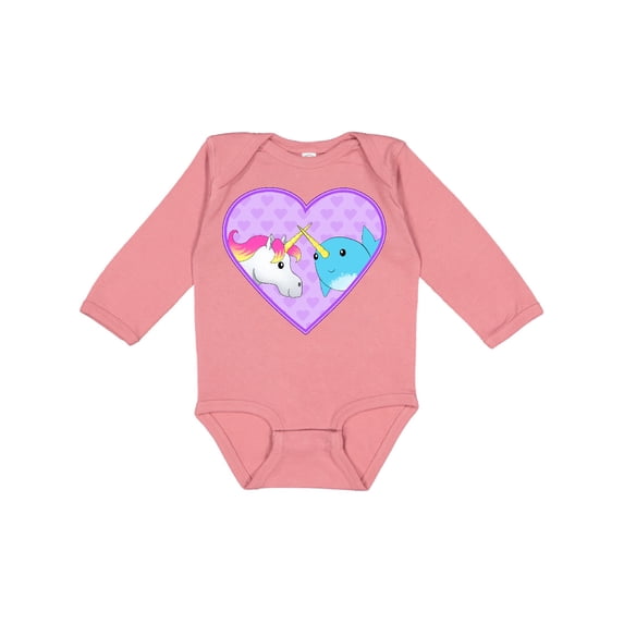 Inktastic Unicorn and narwhal cute couple Boys or Girls Long Sleeve Baby Bodysuit
