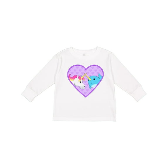 Inktastic Unicorn and narwhal cute couple Boys or Girls Long Sleeve Toddler T-Shirt