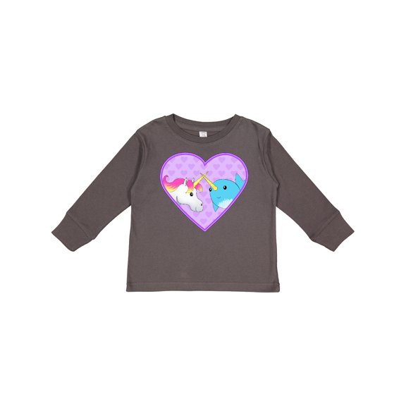 Inktastic Unicorn and narwhal cute couple Boys or Girls Long Sleeve Toddler T-Shirt