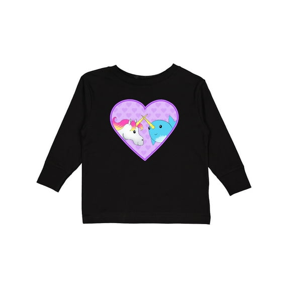 Inktastic Unicorn and narwhal cute couple Boys or Girls Long Sleeve Toddler T-Shirt