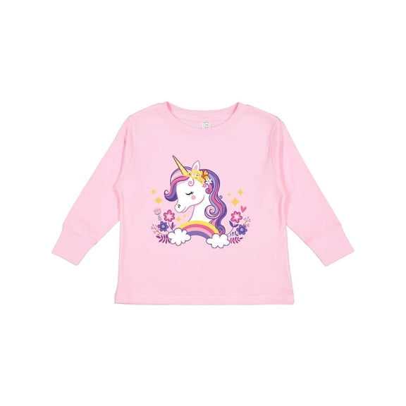 Inktastic Unicorn with Crown Girls Long Sleeve Toddler T-Shirt