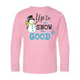 thumbnail image 1 of Inktastic Up to Snow Good with Snowman and Snowflakes Long Sleeve Youth T-Shirt, 1 of 5