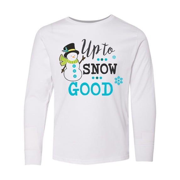 Inktastic Up to Snow Good with Snowman and Snowflakes Long Sleeve Youth T-Shirt