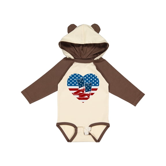 Inktastic USA Cowboy Boots Patriotic Boys or Girls Long Sleeve Baby Bodysuit