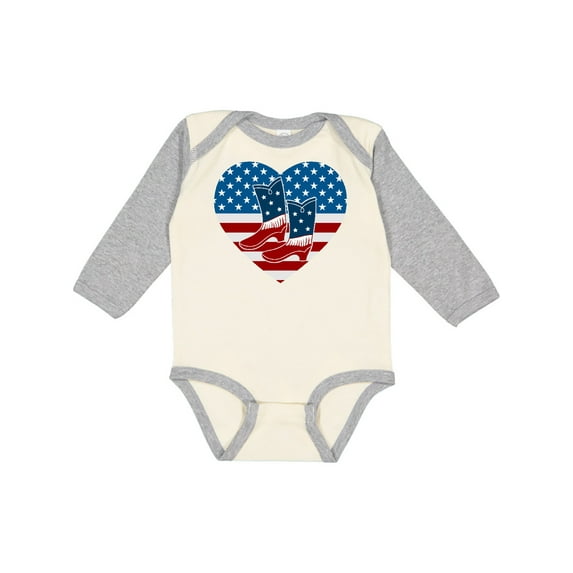 Inktastic USA Cowboy Boots Patriotic Boys or Girls Long Sleeve Baby Bodysuit