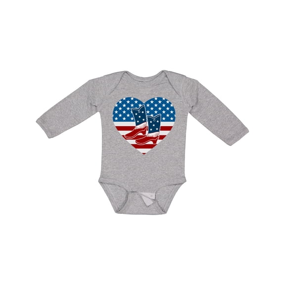Inktastic USA Cowboy Boots Patriotic Boys or Girls Long Sleeve Baby Bodysuit