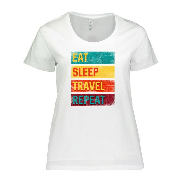 Inktastic Vacation Eat Sleep Travel Repeat Women's Plus Size T-Shirt
