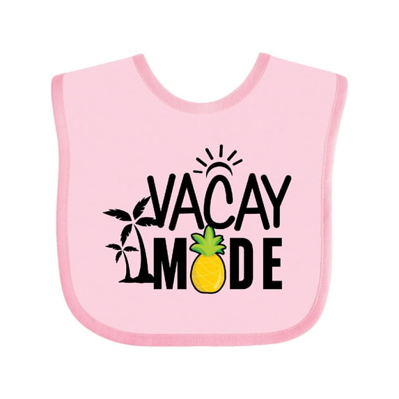 Inktastic Vacay Mode with Palm Trees Sun and Pineapple Boys or Girls Baby Bib