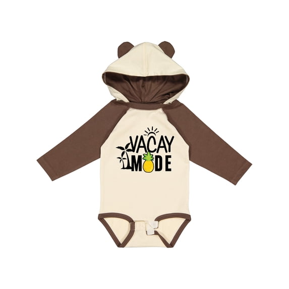 Inktastic Vacay Mode with Palm Trees Sun and Pineapple Boys or Girls Long Sleeve Baby Bodysuit