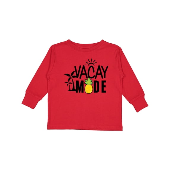 Inktastic Vacay Mode with Palm Trees Sun and Pineapple Boys or Girls Long Sleeve Toddler T-Shirt