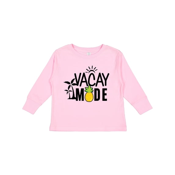 Inktastic Vacay Mode with Palm Trees Sun and Pineapple Boys or Girls Long Sleeve Toddler T-Shirt