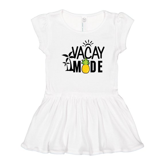 Inktastic Vacay Mode with Palm Trees Sun and Pineapple Girls Toddler Dress