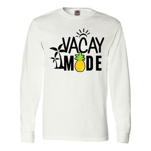 Inktastic Vacay Mode with Palm Trees Sun and Pineapple Long Sleeve T-Shirt