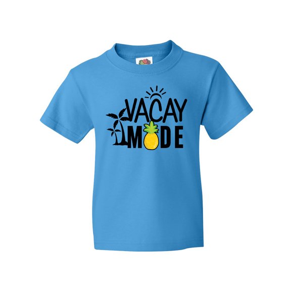 Inktastic Vacay Mode with Palm Trees Sun and Pineapple Youth T-Shirt